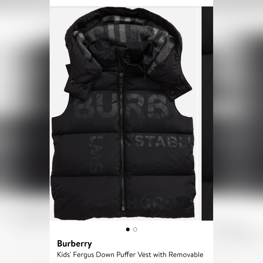 Burberry Black Kids' Puffer Vest with Hood